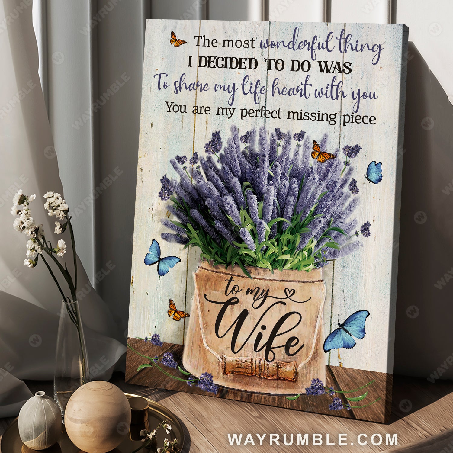 To my wife, Lavender painting, Vintage flower, You are my perfect missing piece - Couple Portrait Canvas Prints, Wall Art