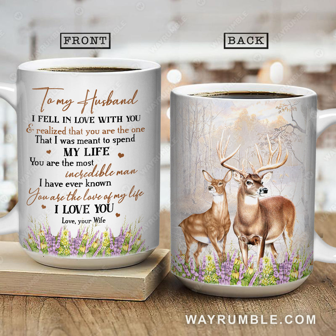 To my Husband, Dear couple, Flowerbed, You are the love of my life - Couple AOP Mug