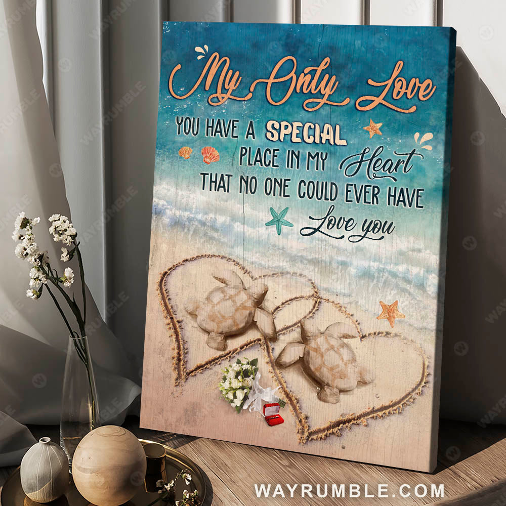 My only love, Sand turtle, On the seashore, You have a special place in my heart - Couple Portrait Canvas Prints, Wall Art