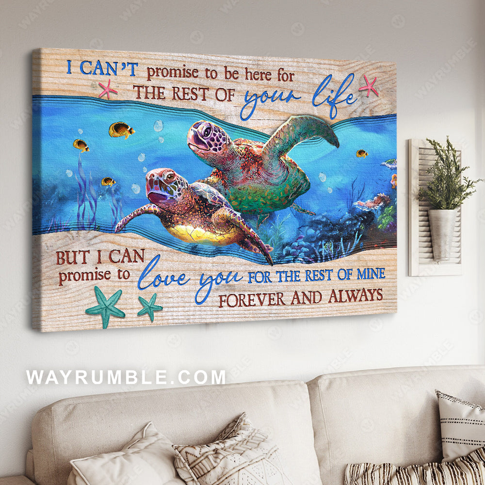 Sea turtle, Under the sea, I promise to love you for the rest of my life - Couple Landscape Canvas Prints, Wall Art