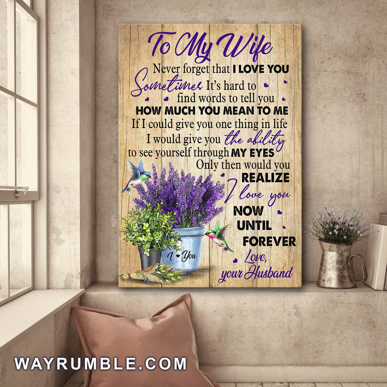 To my wife, Lavender Hummingbird, I love you now until forever - Couple Portrait Canvas Prints, Wall Art