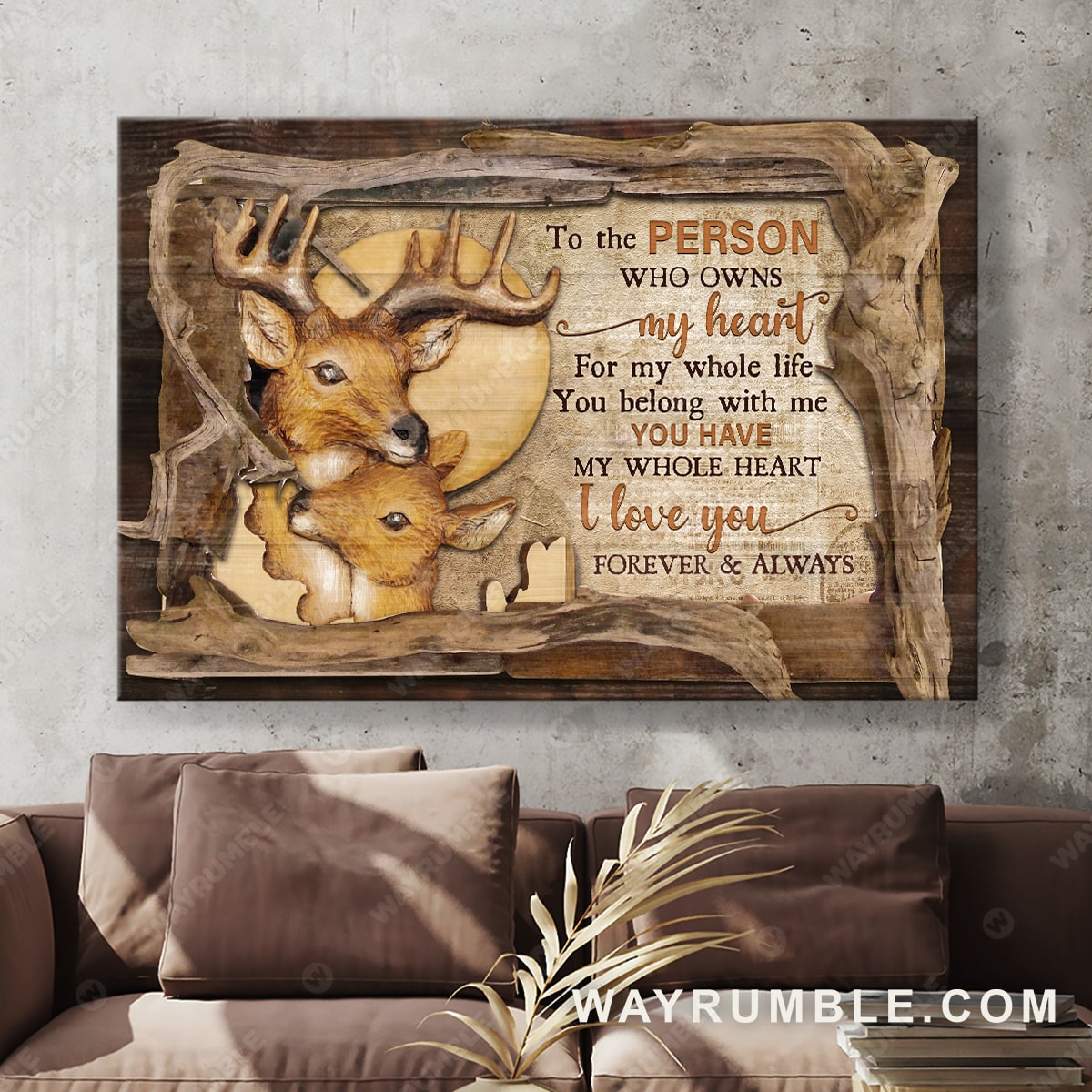 Deer painting, Hunting, I love you forever and always - Couple Landscape Canvas Prints, Wall Art