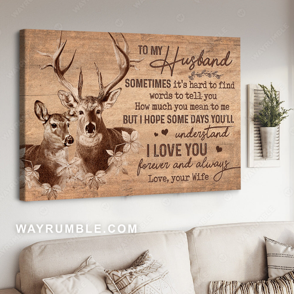 To my husband, Deer couple, I Love you forever and always - Couple Landscape Canvas Prints, Wall Art