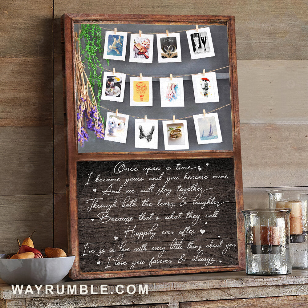 Memory picture, Lavender flower, I became yours and you became mine - Couple Portrait Canvas Prints, Wall Art