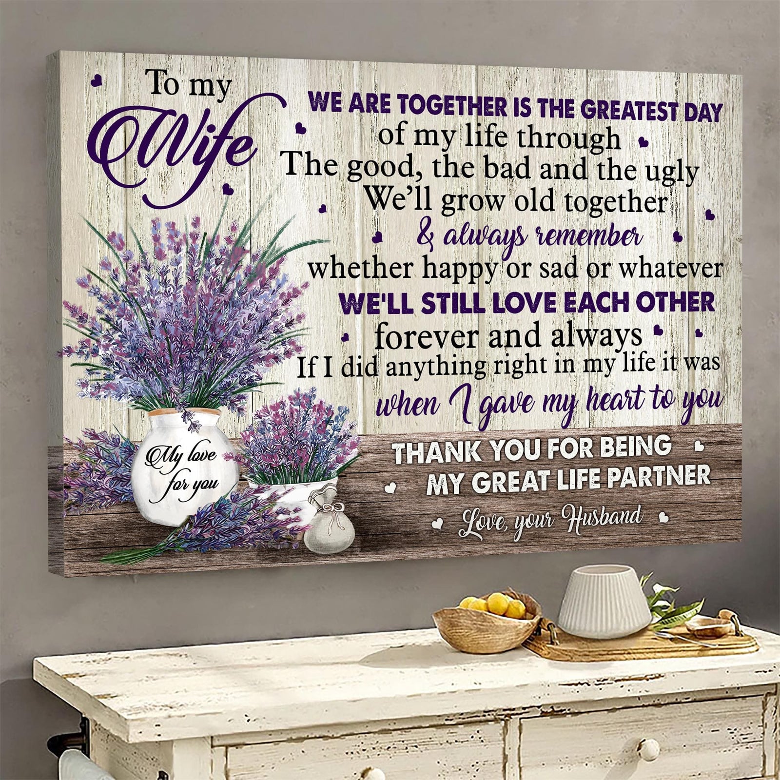 To my wife, Lavender, Vintage Painting, We will grow old together - Family Landscape Canvas Prints, Wall Art