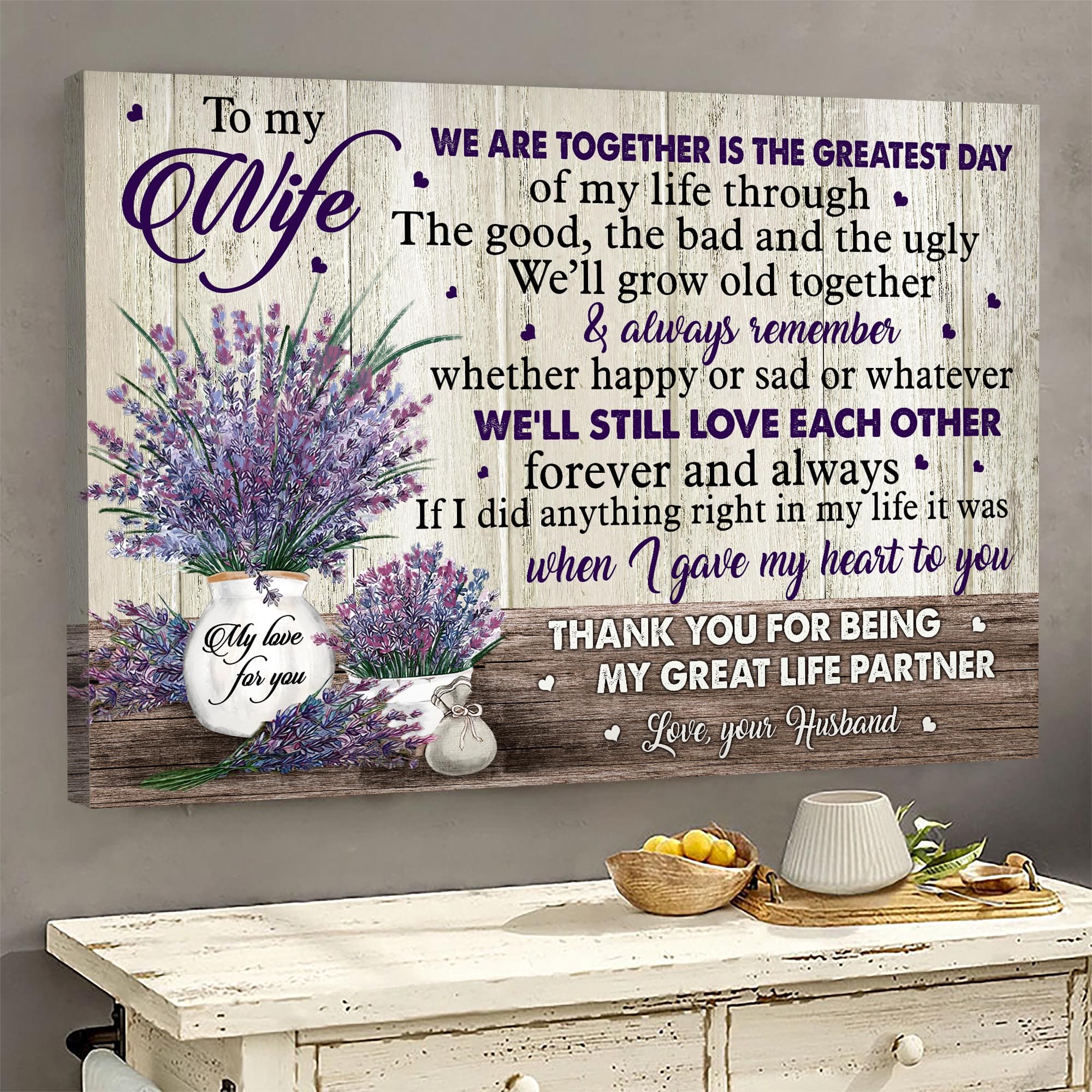To my wife, Lavender, Vintage Painting, We will grow old together - Family Landscape Canvas Prints, Wall Art