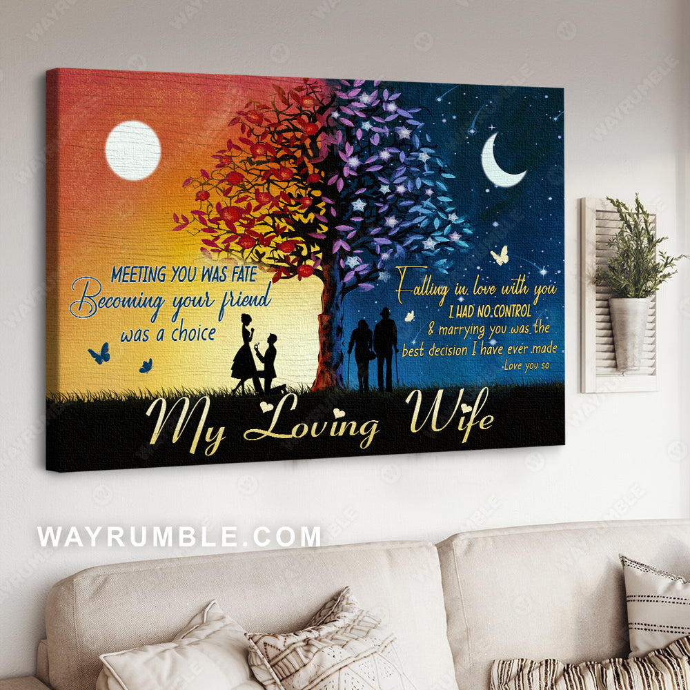 To my wife, Day and night, The beautiful tree, Marrying you was the best decision I have ever made - Couple Landscape Canvas Prints, Wall Art