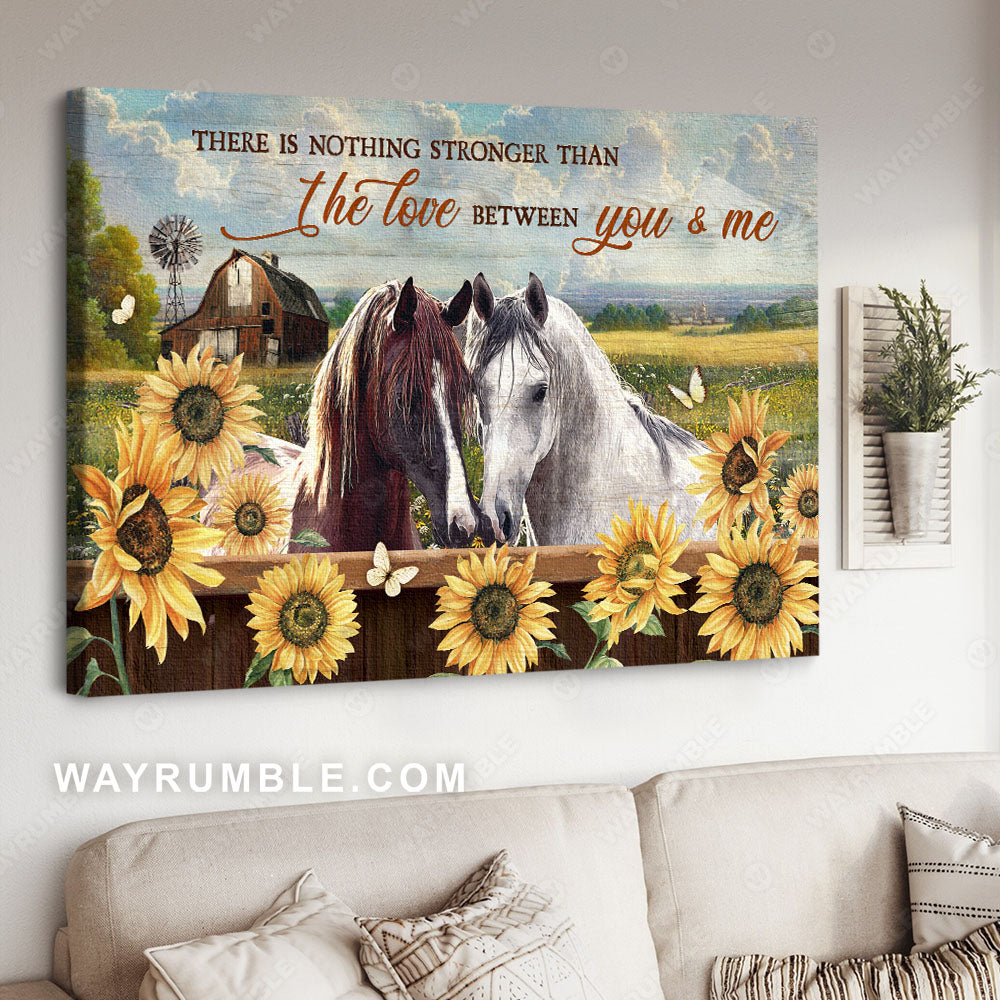 Horse painting, Countryside, There is nothing stronger than the love between you and me - Couple Landscape Canvas Prints, Wall Art