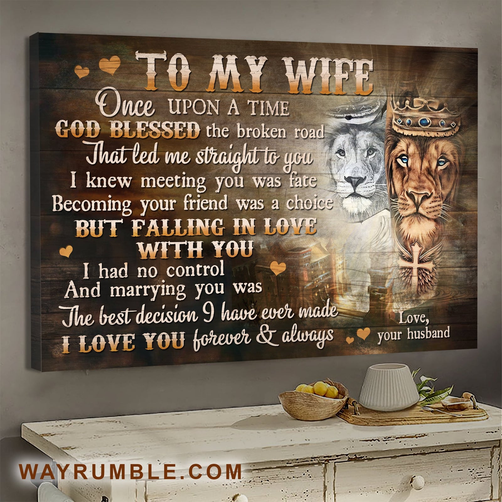 To my wife, Lion, King and Queen, Marrying you was the best decision I've ever made - Couple Landscape Canvas Prints, Wall Art
