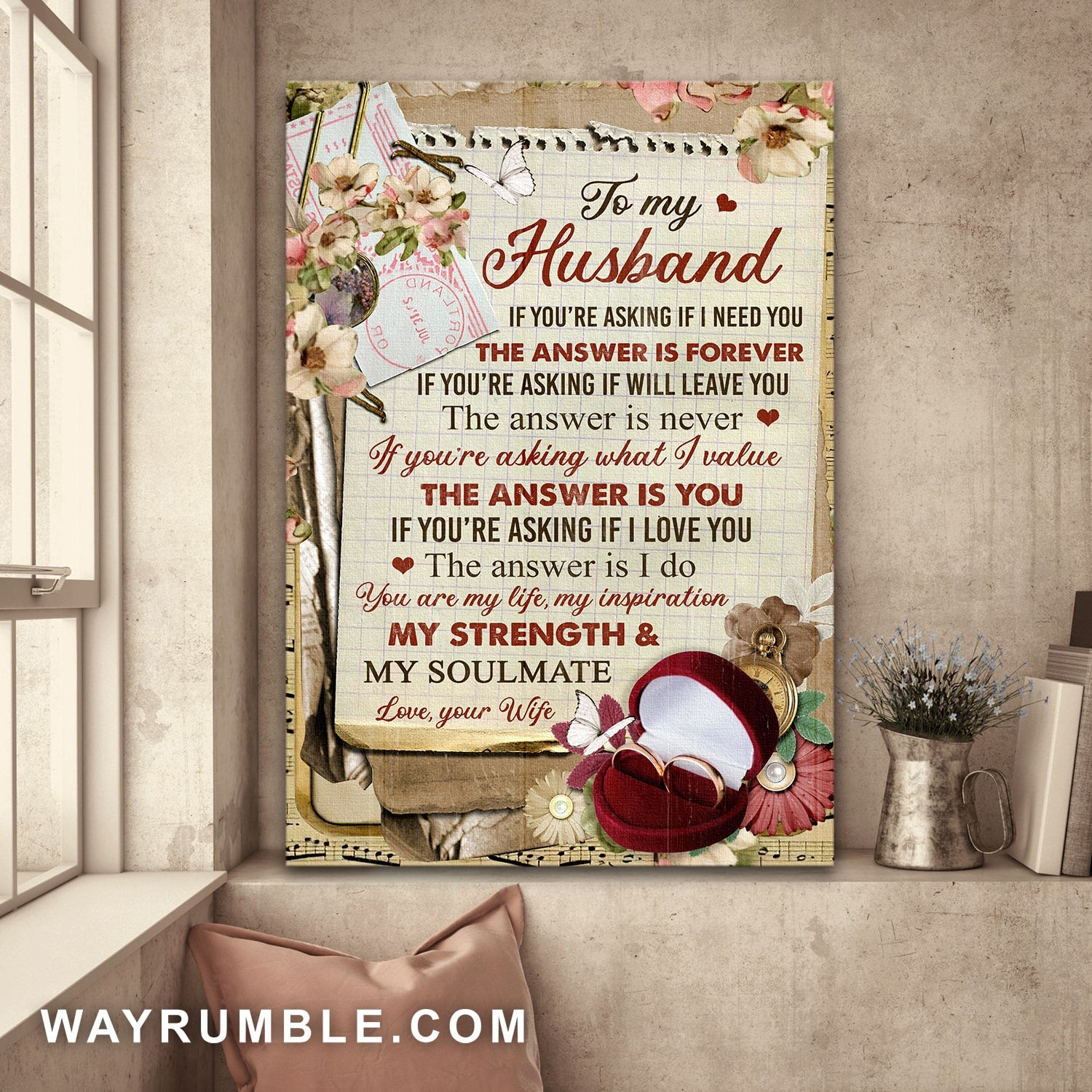 To my husband, Love letter, Ring Couple, You are my soulmate - Couple Portrait Canvas Prints, Wall Art