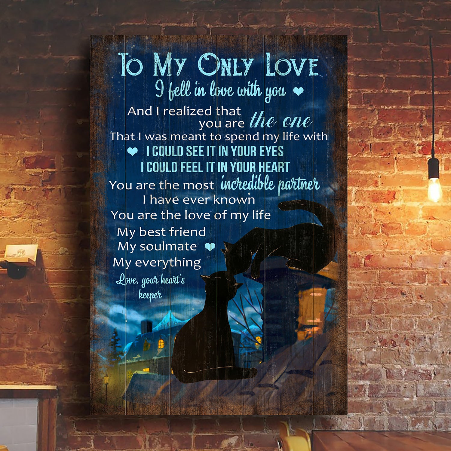 Black cat, Wonderful night, To my only love, My best friend, my soulmate, my everything - Couple Portrait Canvas Prints, Wall Art