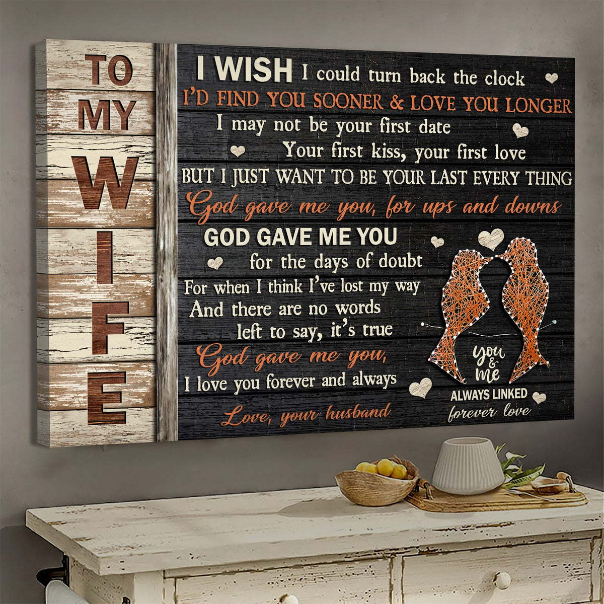 To my wife, Love birds, You &amp; Me Forever love - Couple Landscape Canvas Prints, Wall Art