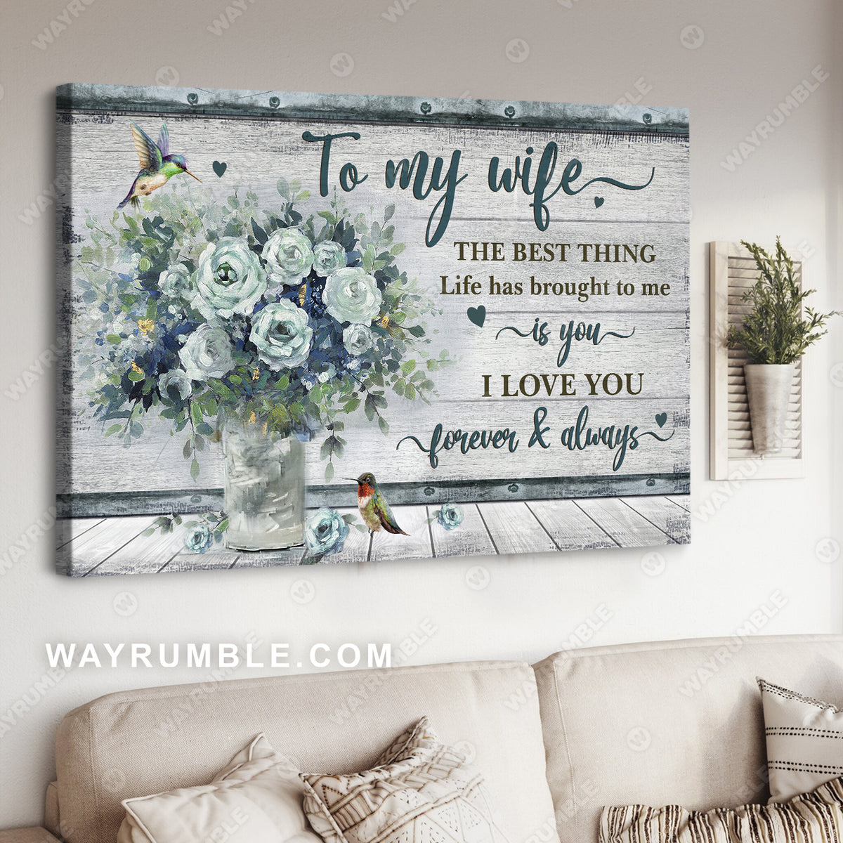 To my wife, Rose vase, Still painting, Vintage painting, The best thing life has brought to me is you - Couple Landscape Canvas Prints, Wall Art