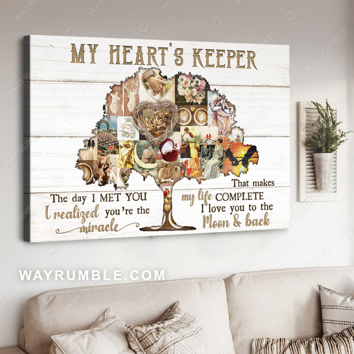Tree of memories, My heart&#39;s Keeper, I love you to the moon and back - Couple Landscape Canvas Prints, Wall Art