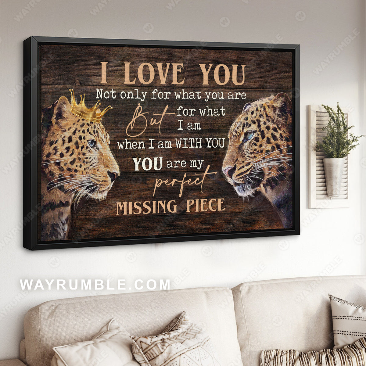 Leopard drawing, You are my perfect missing piece - Couple Landscape Canvas Prints, Wall Art
