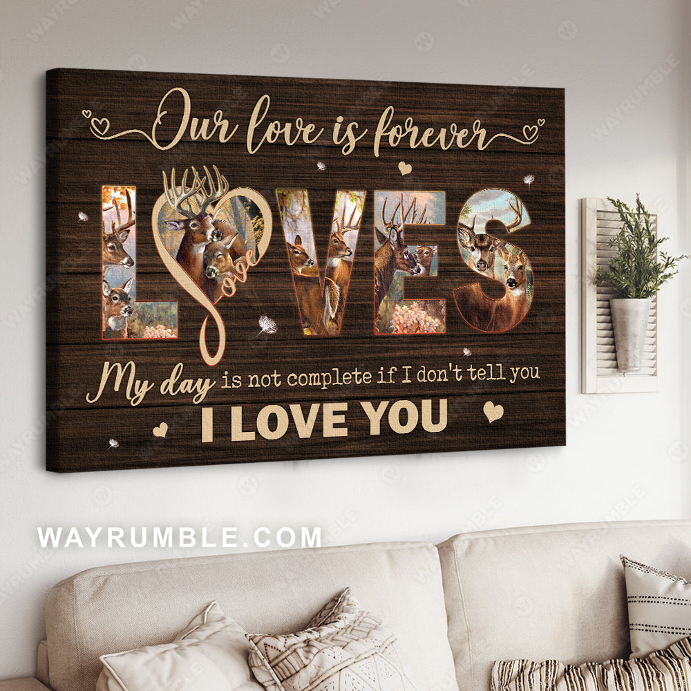 Deer drawing, Loves, Our love is forever - Couple Landscape Canvas Prints, Wall Art