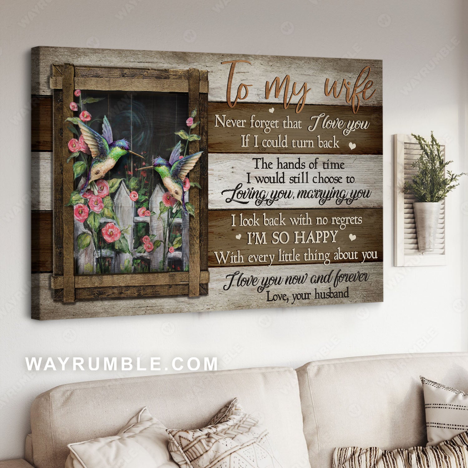 To my wife, Camellia garden, Hummingbird, I would still choose to loving you - Couple Landscape Canvas Prints, Wall Art