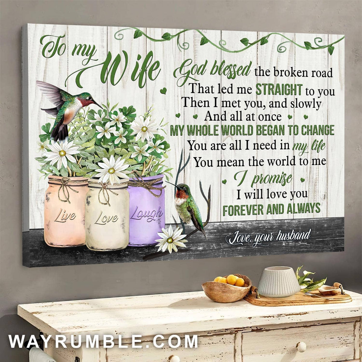 To my wife, Hummingbird couple, You are all I need in my life - Couple Landscape Canvas Prints, Wall Art