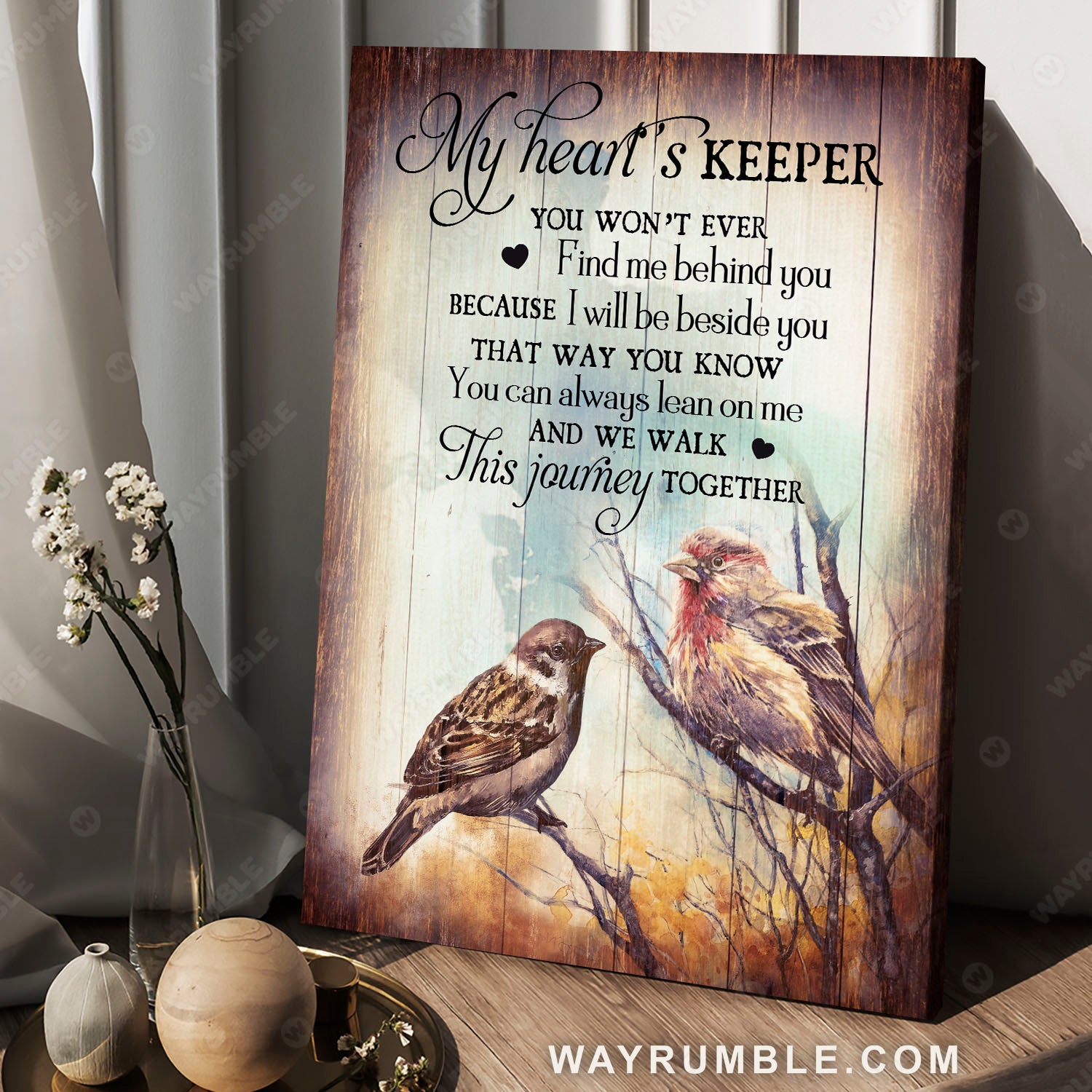 Sparrow drawing, Forest tree, You can always lean on me - Couple Portrait Canvas Prints, Wall Art