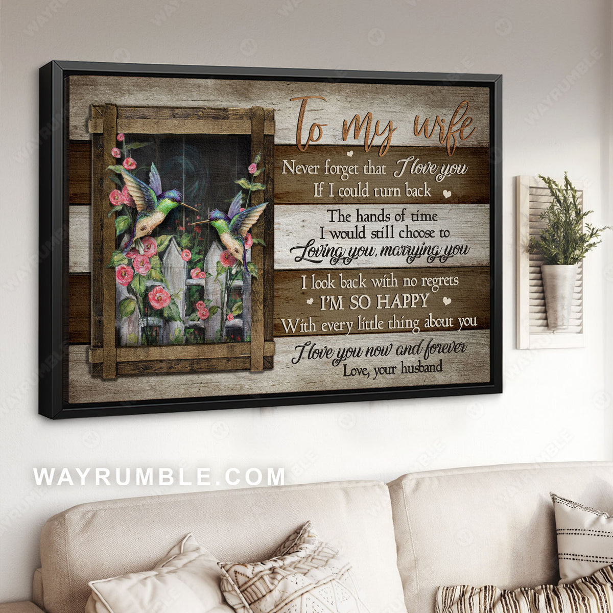 To my wife, Camellia garden, Hummingbird, I would still choose to loving you - Couple Landscape Canvas Prints, Wall Art