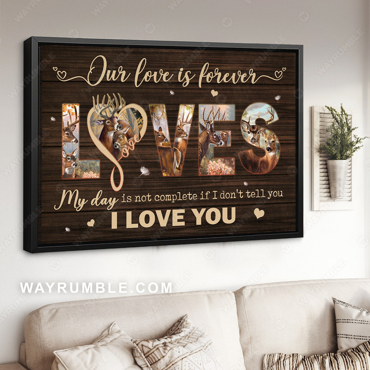 Deer drawing, Loves, Our love is forever - Couple Landscape Canvas Prints, Wall Art
