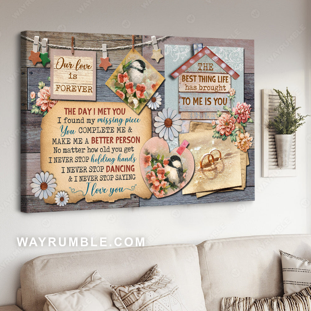 Vintage painting, Love letters to you, I never stop saying I love you - Couple Landscape Canvas Prints, Wall Art