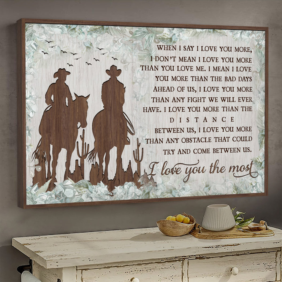Cowboy, Shadow, I love you more than anything - Couple Landscape Canvas Prints, Wall Art