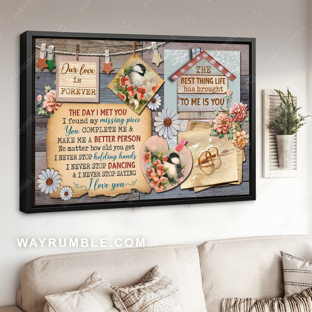 Vintage painting, Love letters to you, I never stop saying I love you - Couple Landscape Canvas Prints, Wall Art