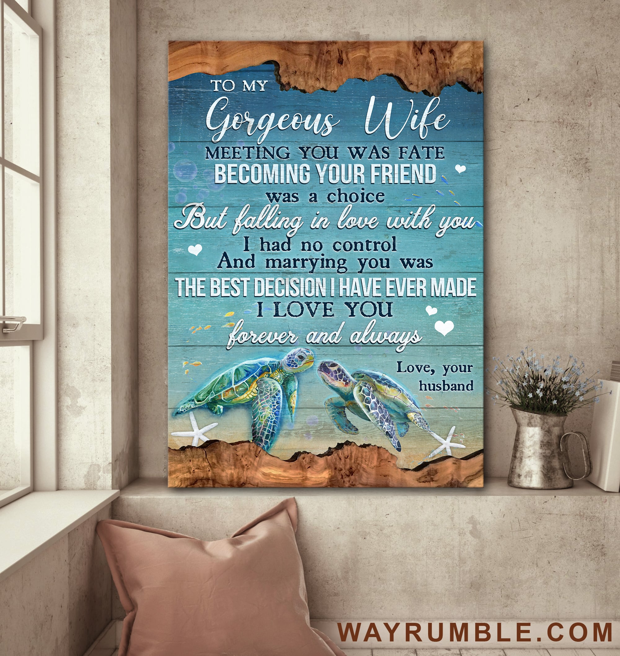 To my wife, Turtle couple, Marrying you was the best decision I've ever made - Couple Portrait Canvas Prints, Wall Art