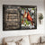 Male and female cardinal, Jasmine flower, Wood window, I loved you then - Couple Landscape Canvas Prints, Wall Art