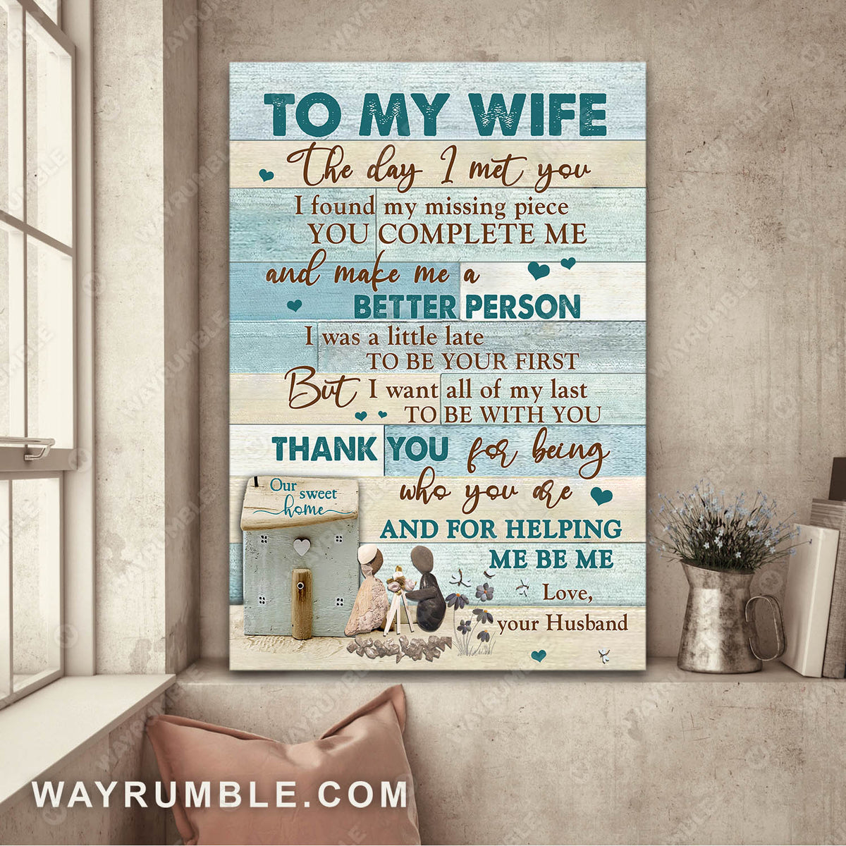 To my wife, Pebble couple, Thank you for being who you are - Couple Portrait Canvas Prints, Wall Art