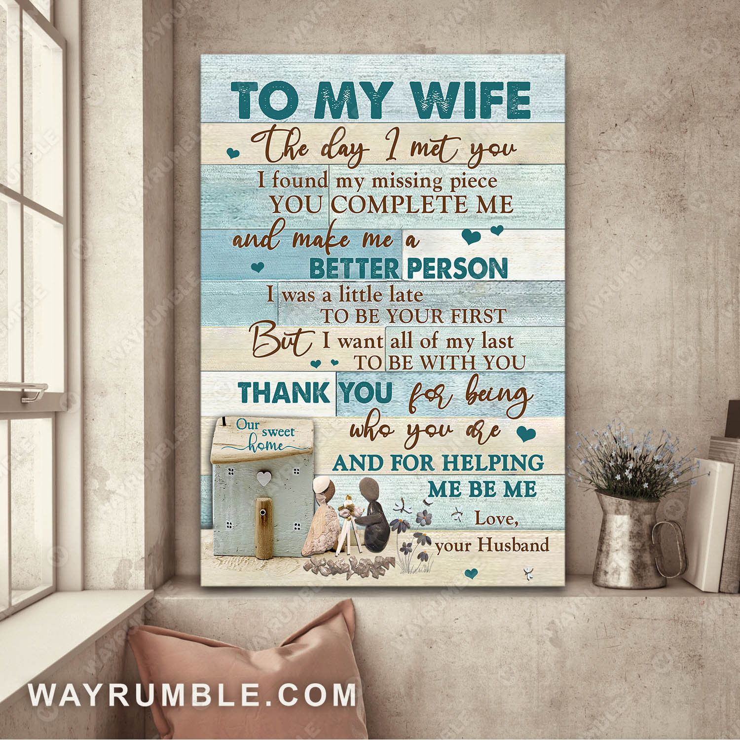To my wife, Pebble couple, Thank you for being who you are - Couple Portrait Canvas Prints, Wall Art