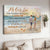 Couple walking, Beautiful beach, Pink sunset, Thank you for being my side - Couple Landscape Canvas Prints, Wall Art