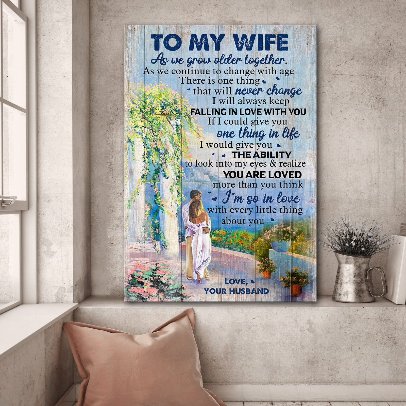 To my wife, Happy couple, Sightseeing, I'll always keep falling in love with you - Couple Portrait Canvas Prints, Wall Art