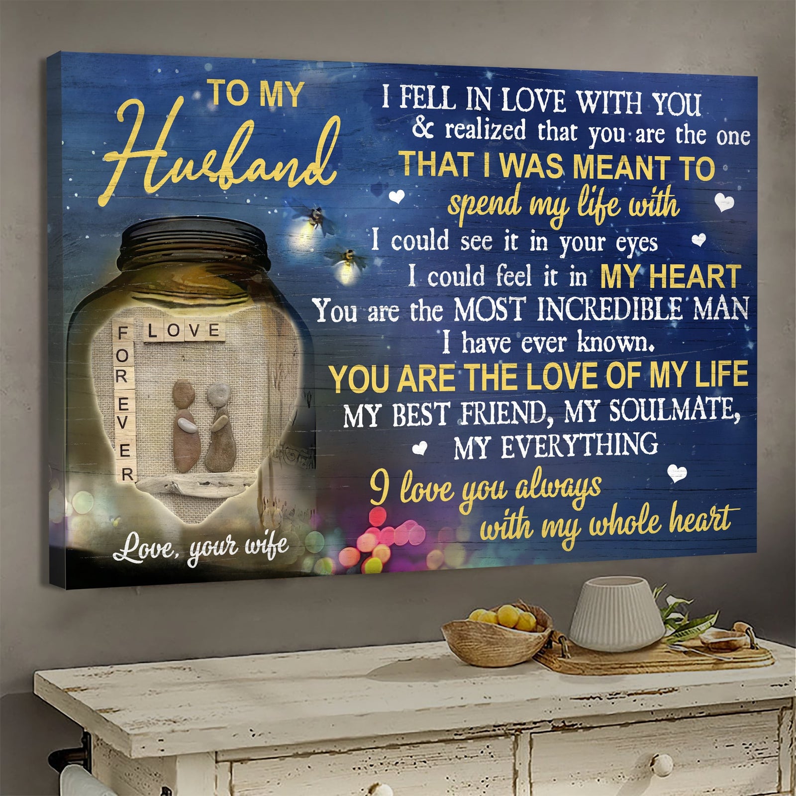 To my husband, Firefly, Pebble Couple, You're my everything - Couple Landscape Canvas Prints, Wall Art