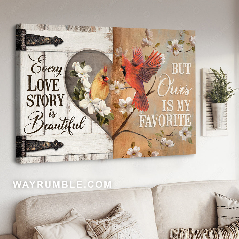 Jasmine garden, Beautiful cardinal, Every love story is beautiful - Couple Landscape Canvas Prints, Wall Art