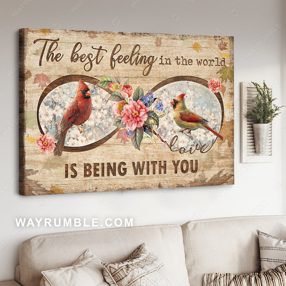 Cardinal painting, Peony flower, White cherry blossom, The best feeling in the world is being with you 