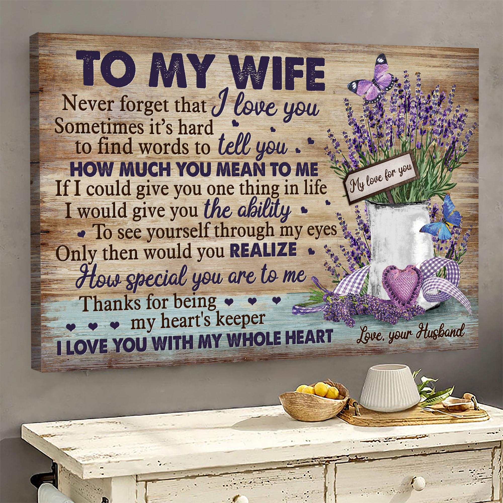 To my wife, Lavender - I love you with my whole heart Couple Landscape Canvas Prints, Wall Art