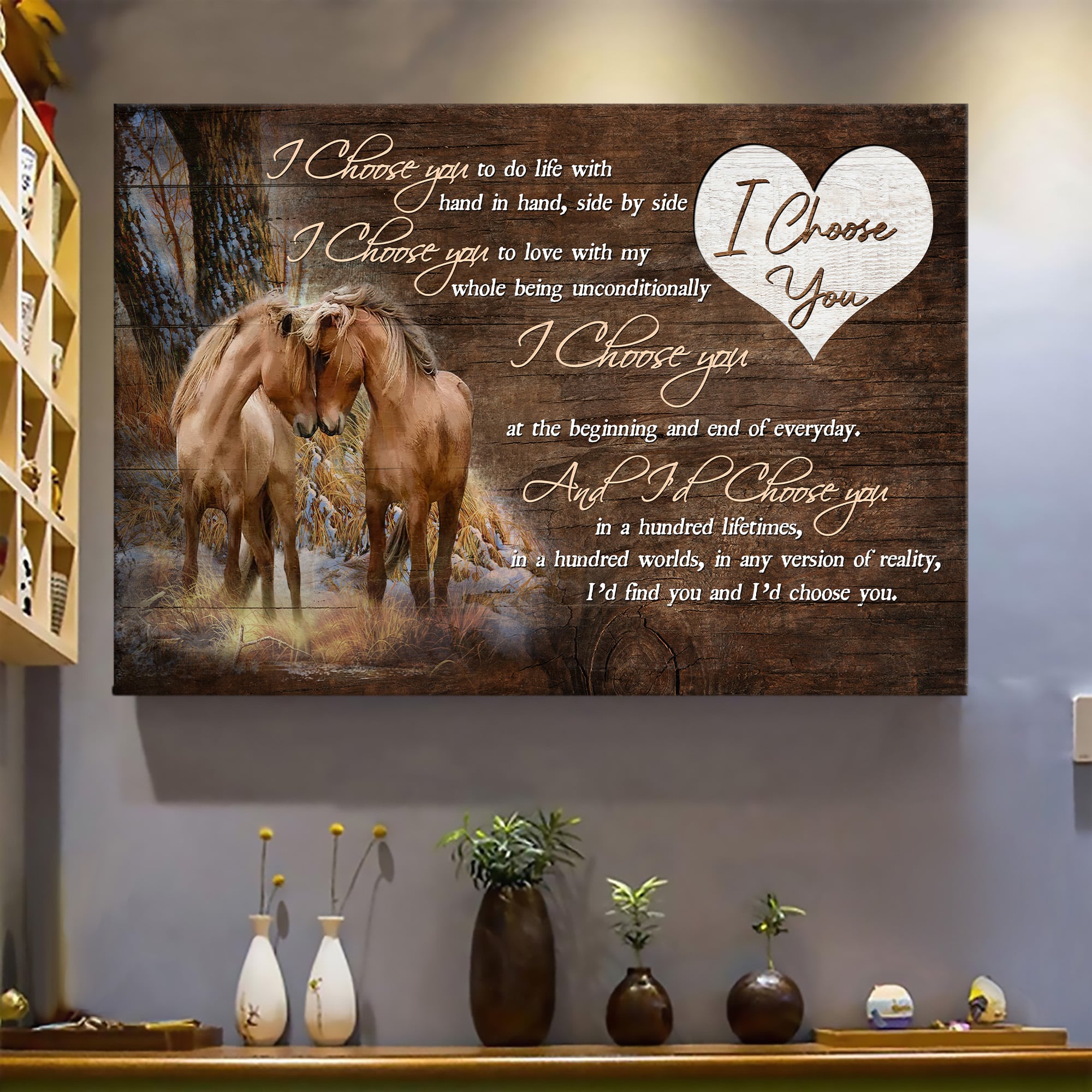 Horse Couple, Couple, Marriage, I'd choose you in a hundred lifetime - Couple Landscape Canvas Prints, Wall Art