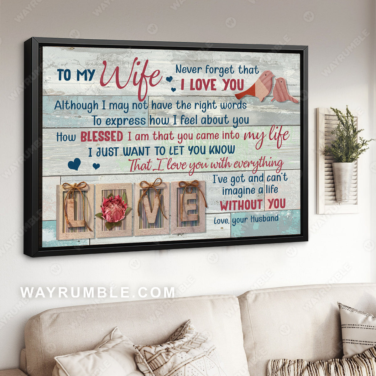To my wife, Vintage painting, How blessed I am that you came into my life - Couple Landscape Canvas Prints, Wall Art