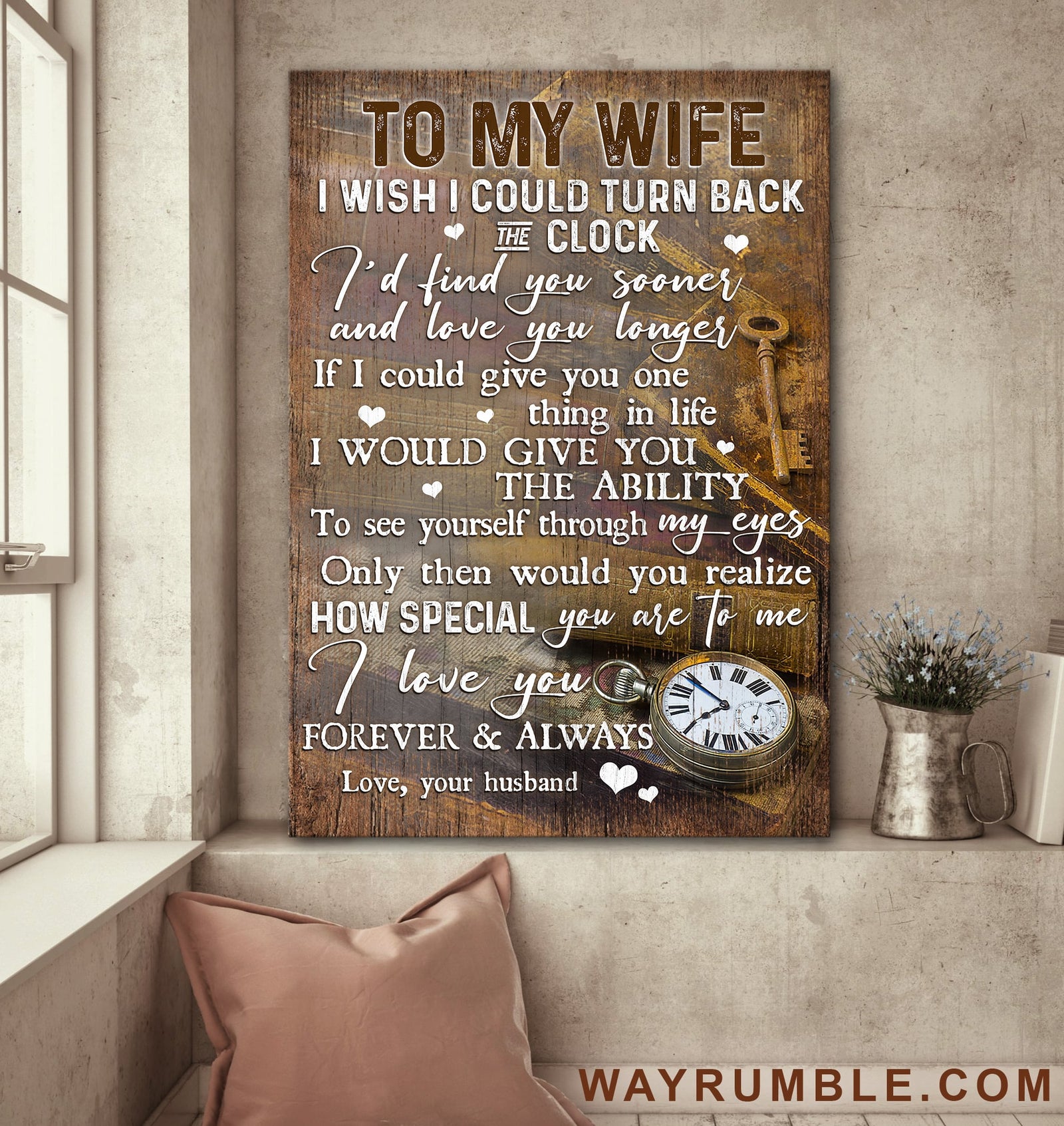 To my wife, The pocket clock, I love you forever & always - Couple Portrait Canvas Prints, Wall Art