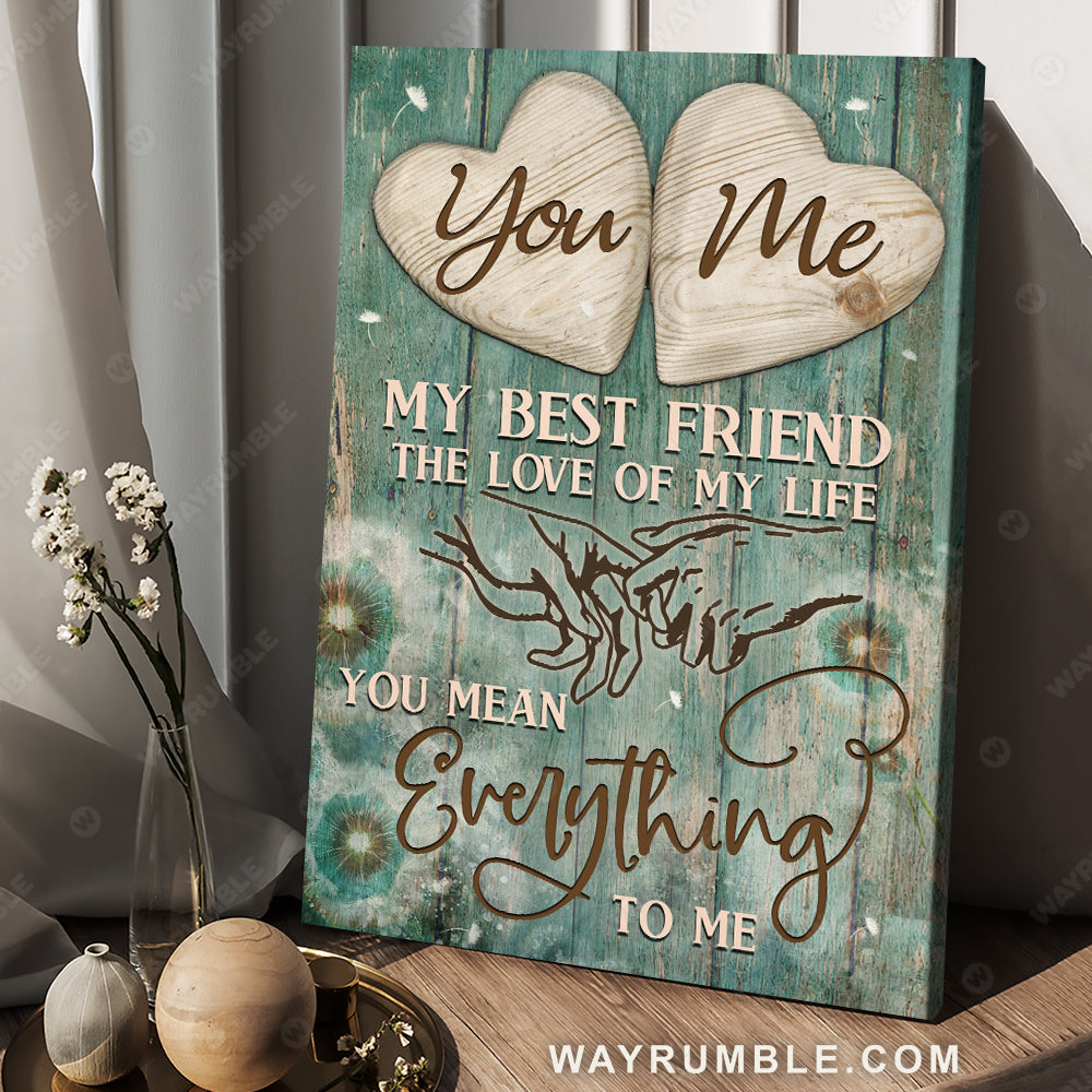 Holding hands, Vintage painting, You mean everything to me - Couple Portrait Canvas Prints, Wall Art