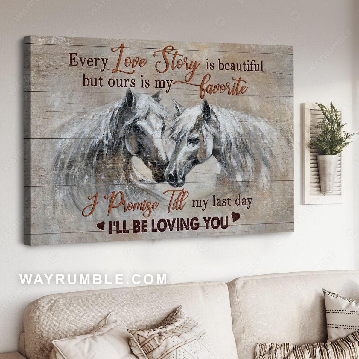 Horse Couple, Heart Shape, I&#39;ll Be Loving You - Couple Landscape Canvas Prints, Wall Art