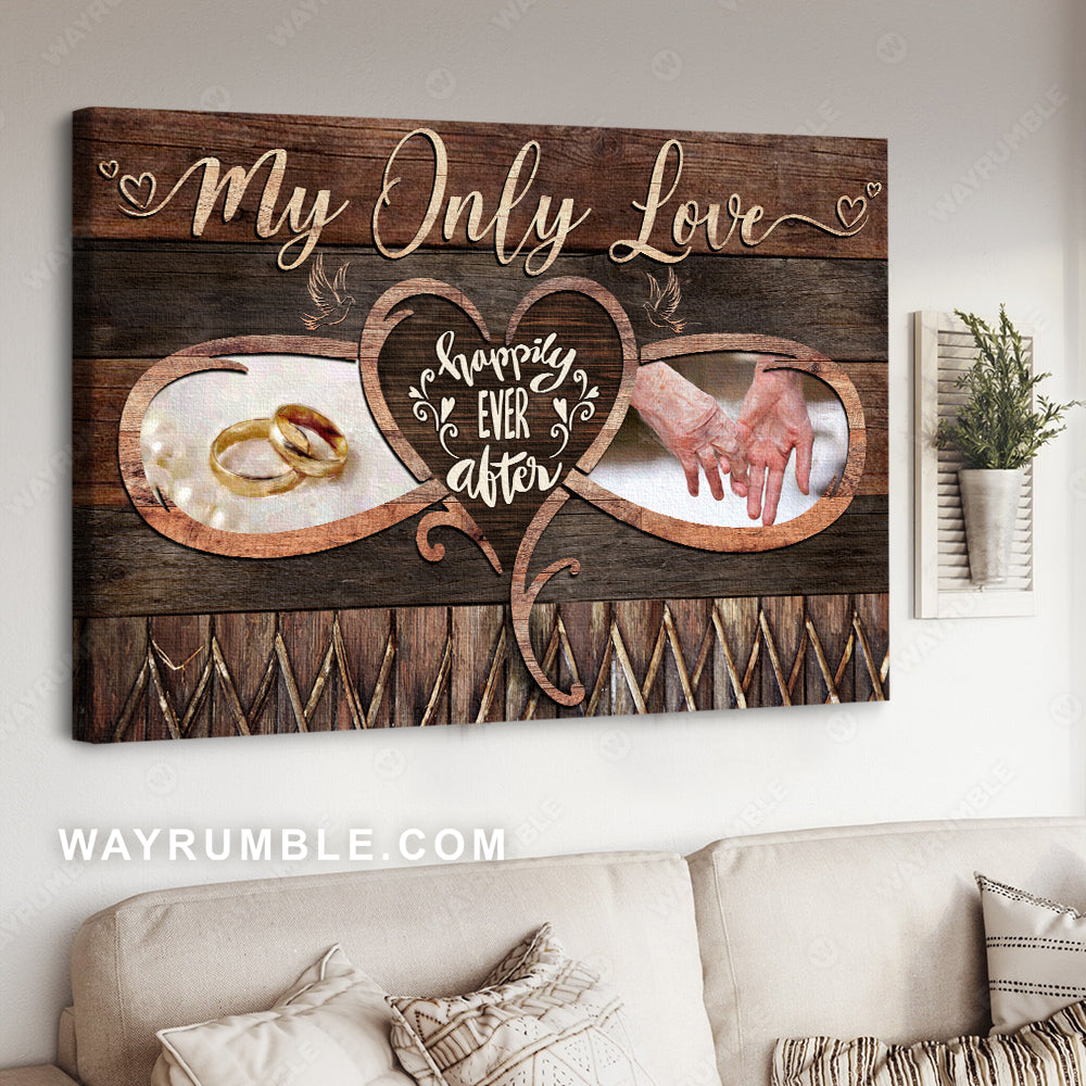 Couple rings, Holding hands, My only love, Happily ever after - Couple Landscape Canvas Prints, Wall Art