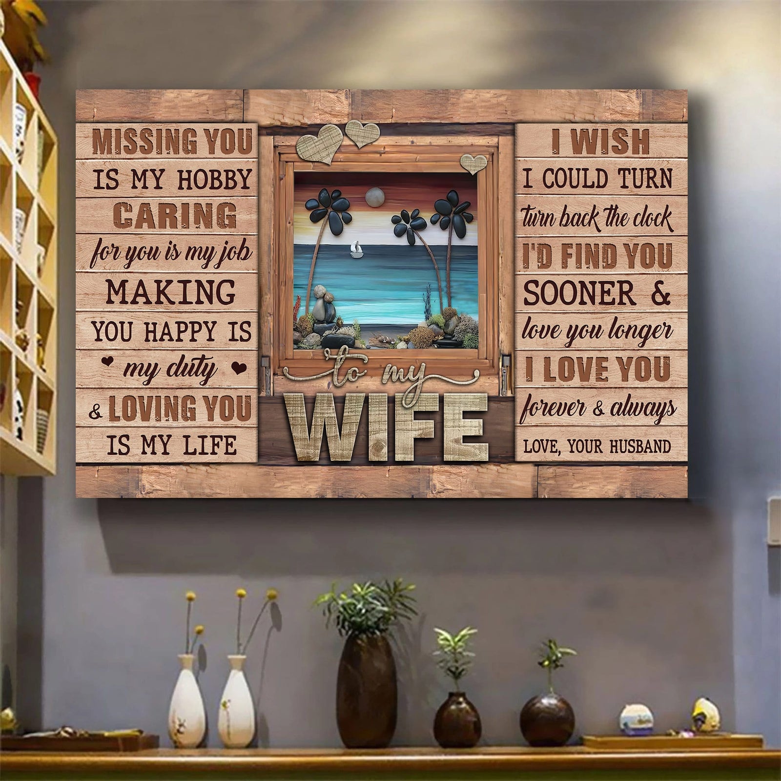 To my wife, Island, Picture frame, Caring for you is my job - Couple Landscape Canvas Prints, Wall Art