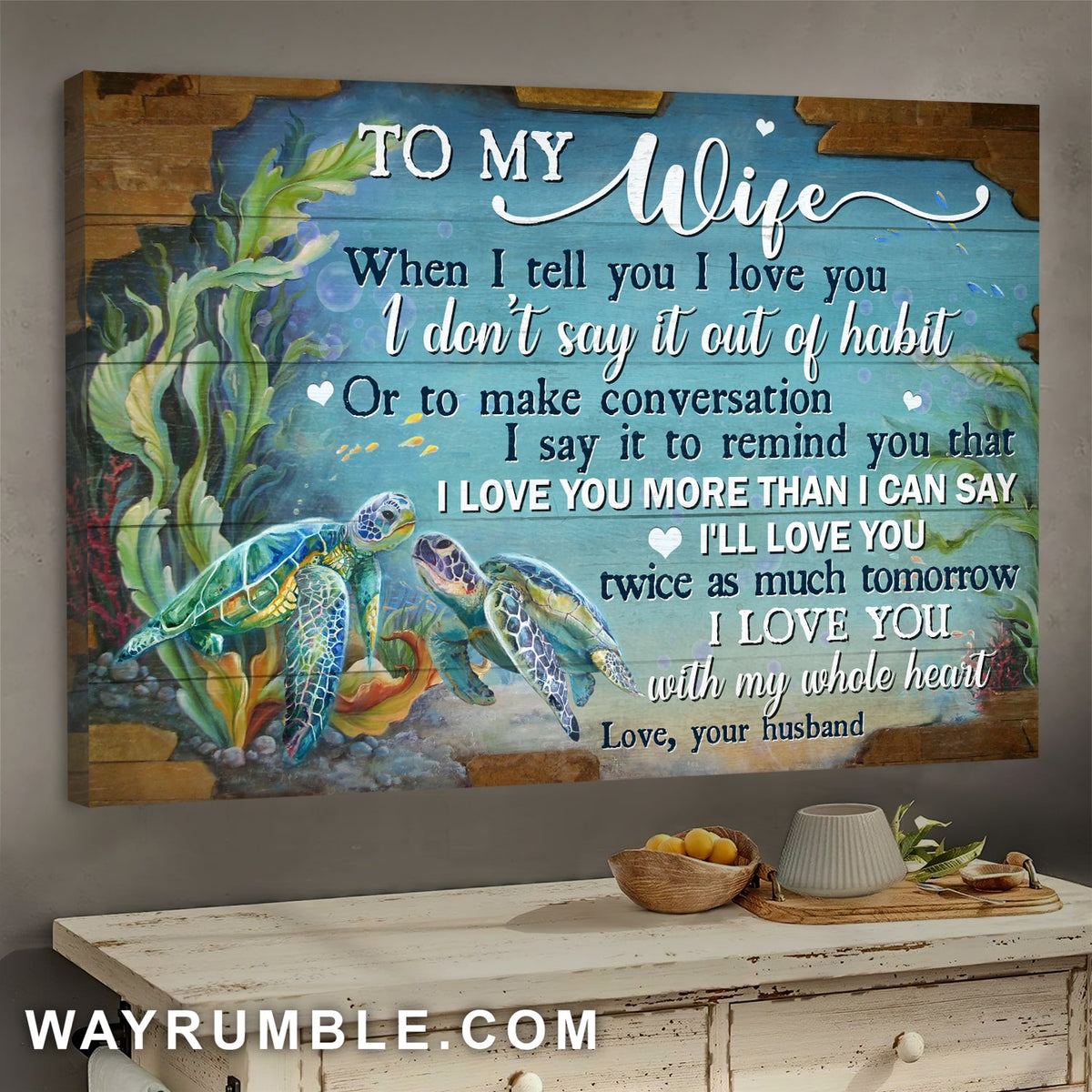 To my wife - Couple of turtle - I love you more than I can say - Couple Landscape Canvas Prints, Wall Art