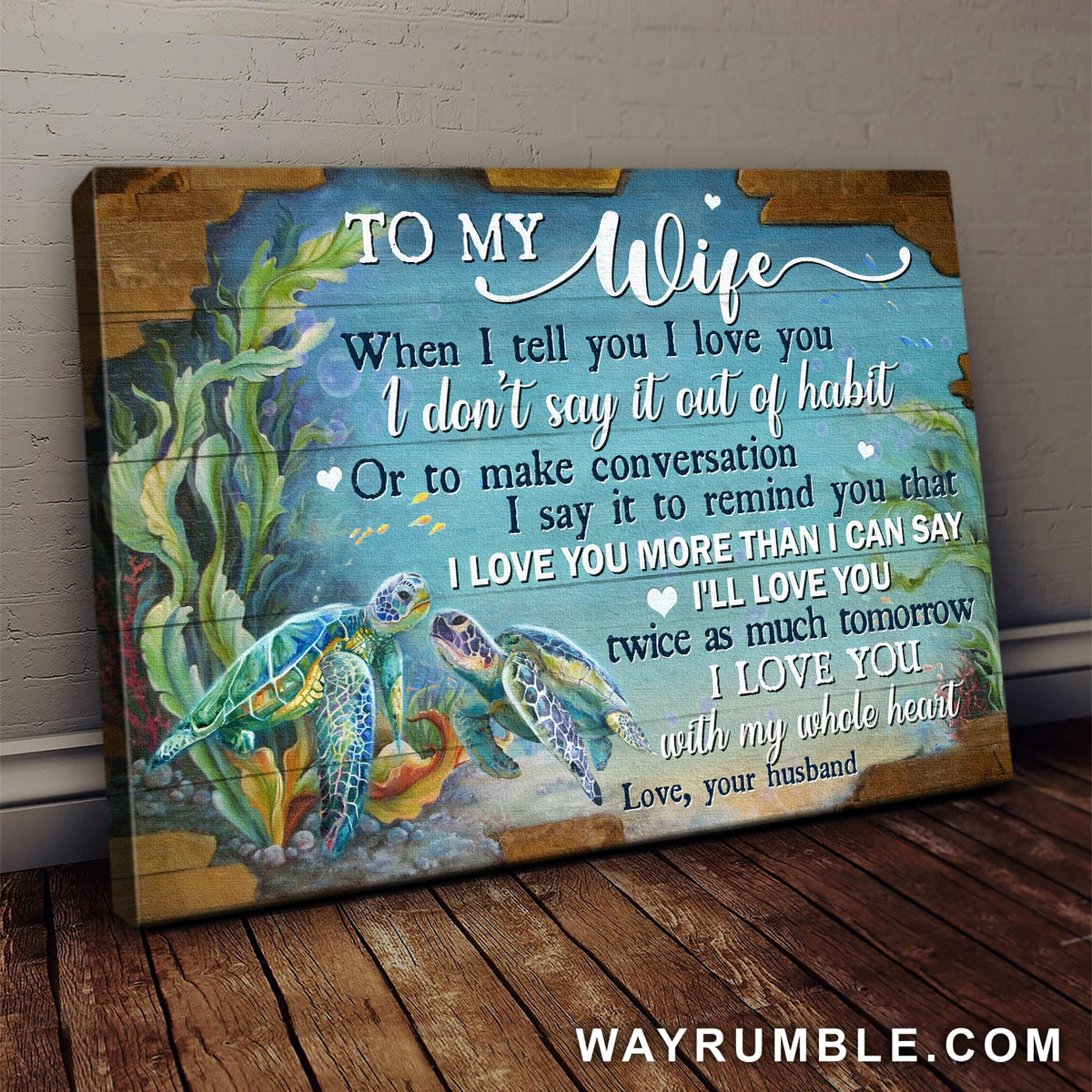 To my wife, Turtle Couple, Ocean view, I love you more than I can say - Couple Landscape Canvas Prints, Wall Art