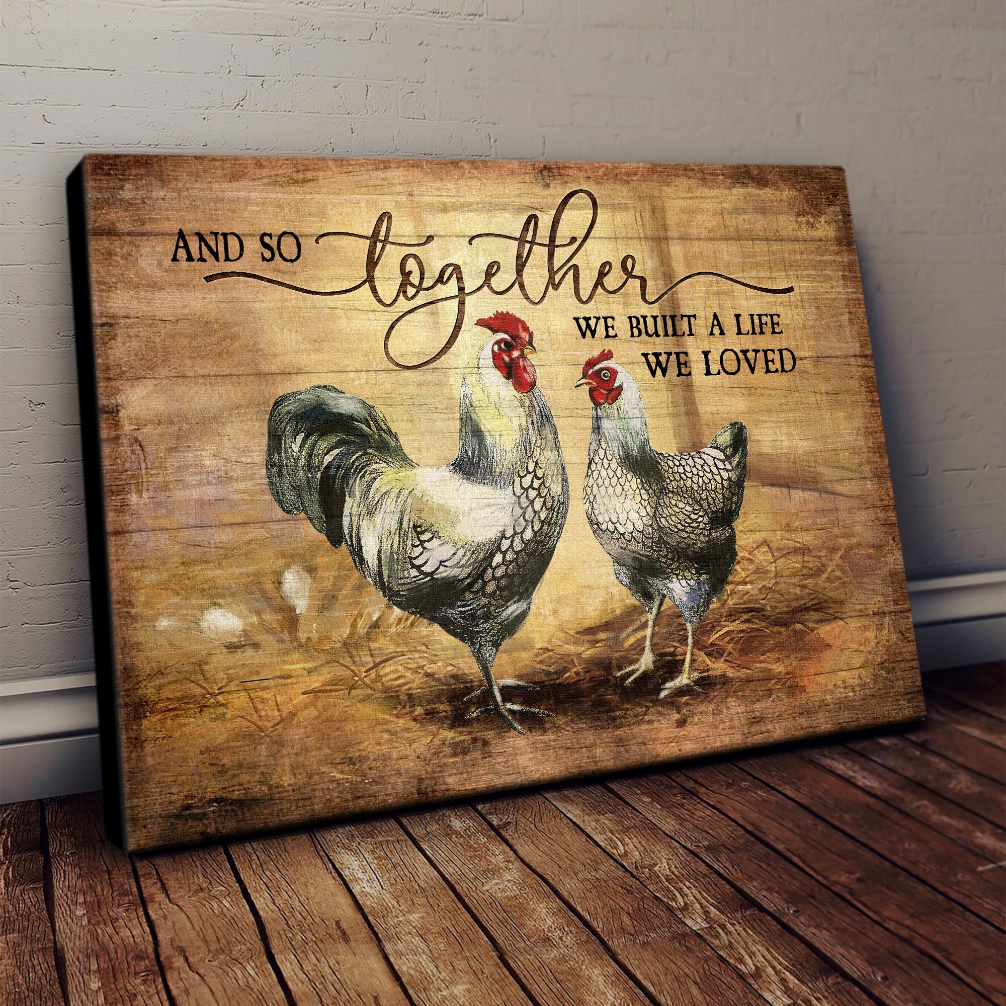 Chicken couple, Still Painting, And so together we built a life we loved - Couple Landscape Canvas Prints, Wall Art