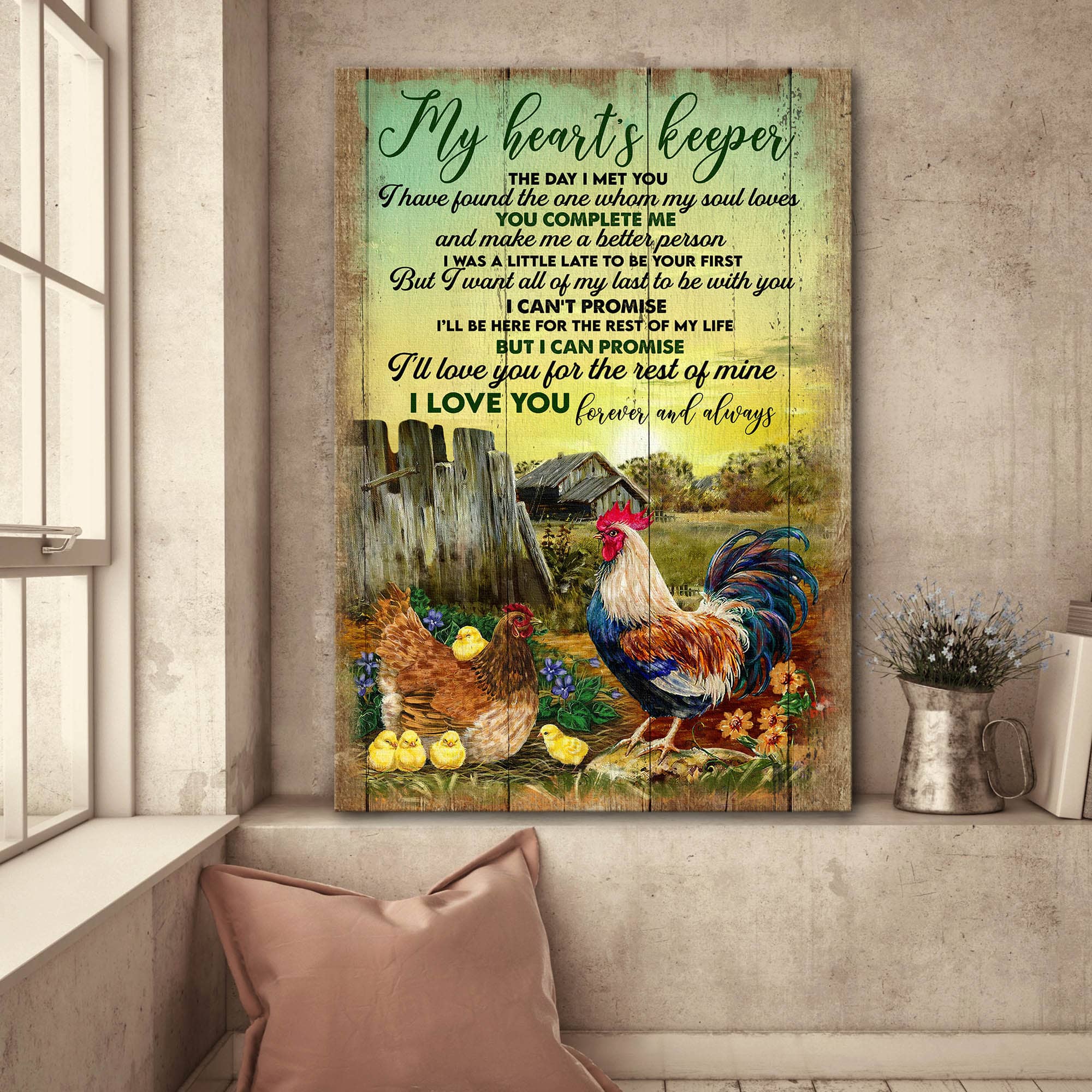 Chicken family, Farm life, I'll love you for the rest of mine - Couple Portrait Canvas Prints, Wall Art