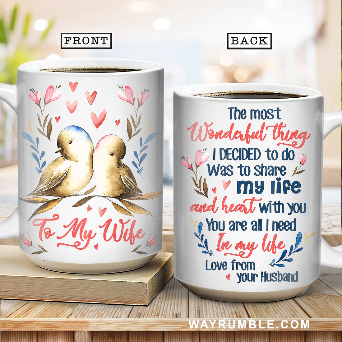 Sparrow couple, Sweet heart, You are all I need in my life - Couple White Mug